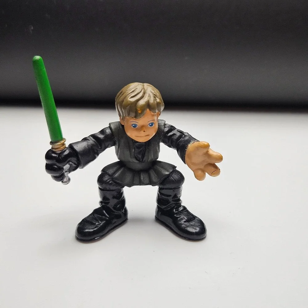 Hasbro Star Wars Luke Skywalker Mini Figure Green Lightsaber 2004 PVC‎ 2